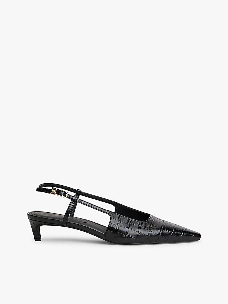 Kadın Croc Slingback Topuklu Ayakkabı Siyah FW0FW08990BDS