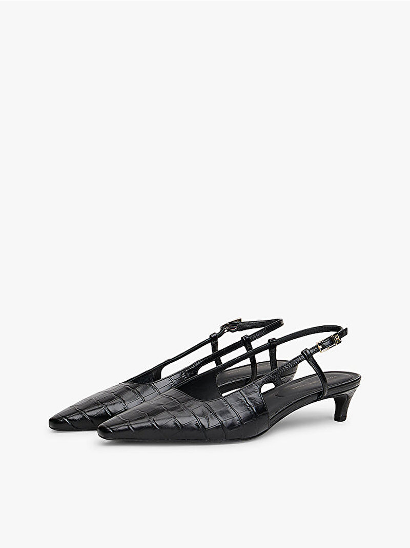 Kadın Croc Slingback Topuklu Ayakkabı Siyah FW0FW08990BDS