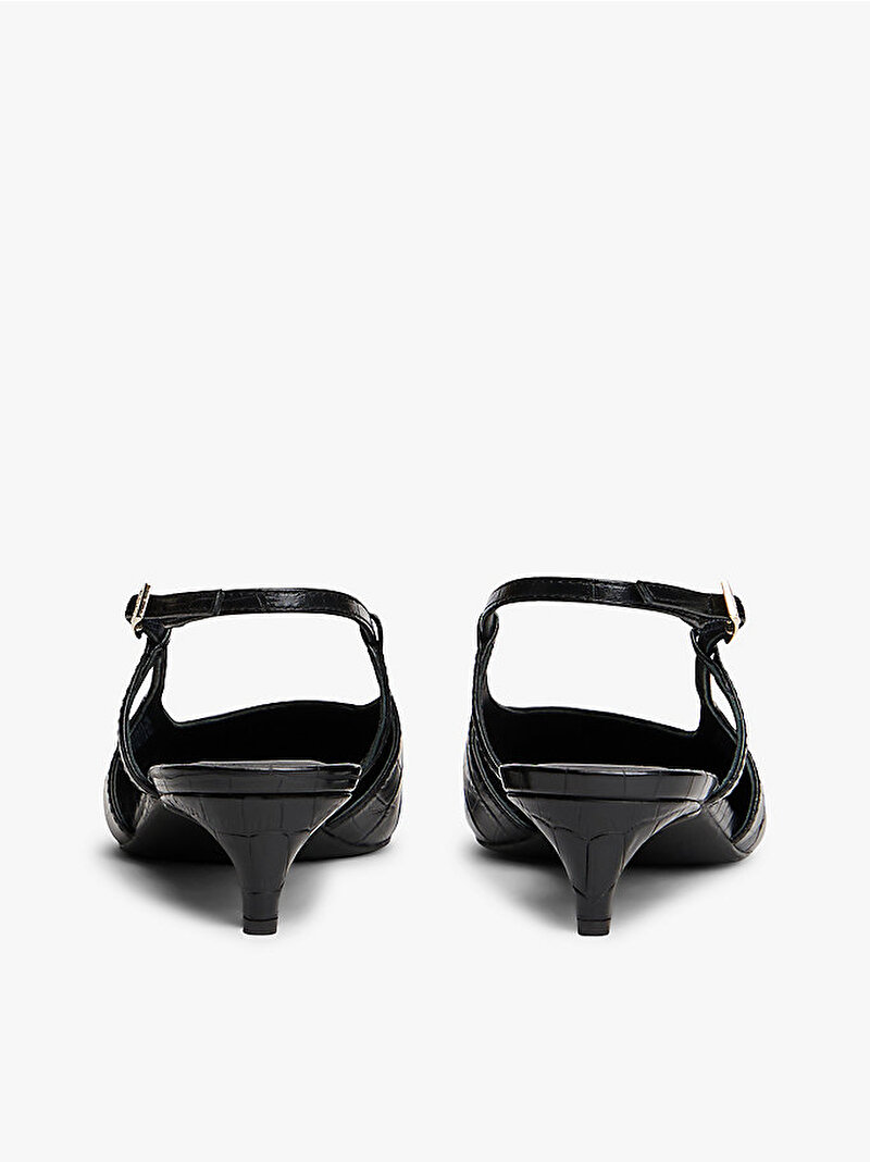 Kadın Croc Slingback Topuklu Ayakkabı Siyah FW0FW08990BDS
