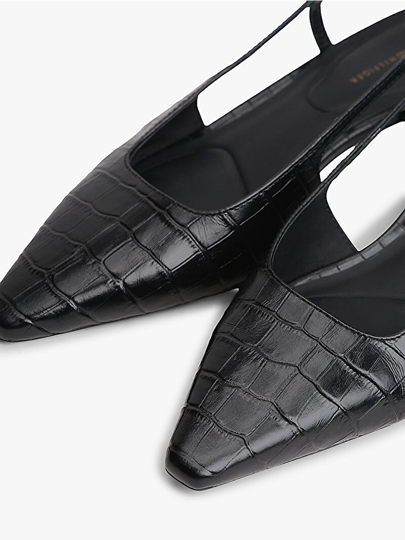 Kadın Croc Slingback Topuklu Ayakkabı Siyah FW0FW08990BDS