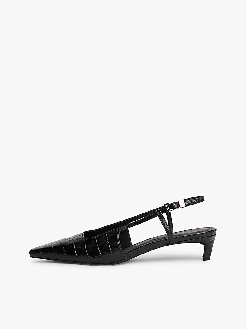 Kadın Croc Slingback Topuklu Ayakkabı Siyah FW0FW08990BDS