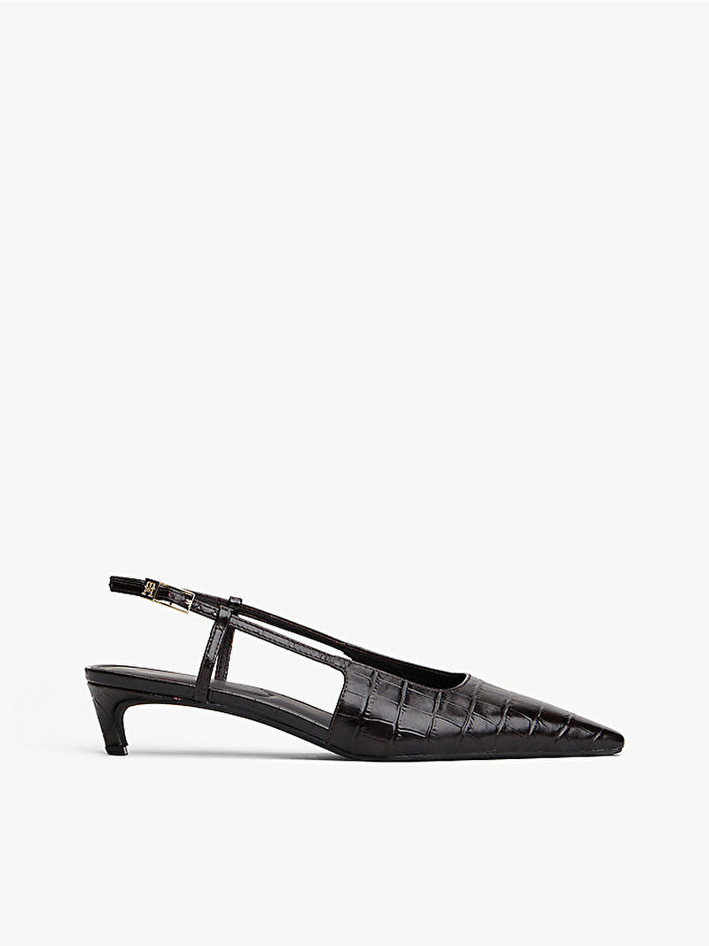 Kadın Croc Slingback Topuklu Ayakkabı Kahverengi FW0FW08990GR8