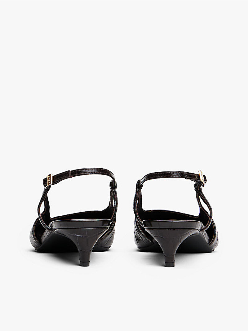 Kadın Croc Slingback Topuklu Ayakkabı Kahverengi FW0FW08990GR8