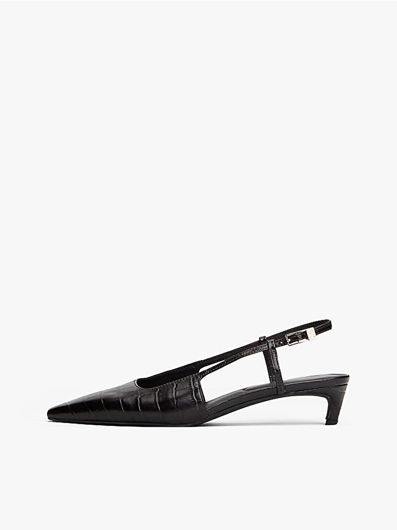 Kadın Croc Slingback Topuklu Ayakkabı Kahverengi FW0FW08990GR8