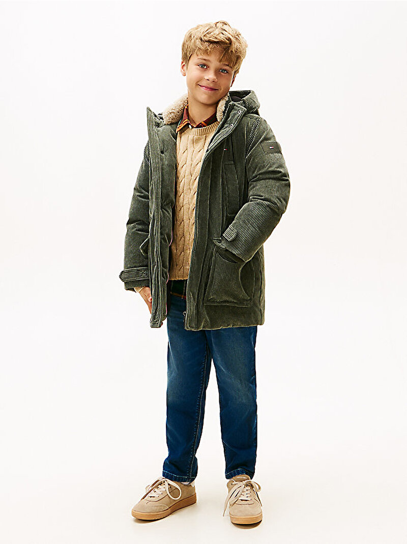 Erkek Çocuk Corduroy Parka Yeşil KB0KB09890MRH