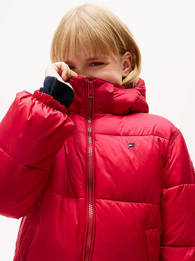 Kız Çocuk Hooded Shiny Puffer Mont Kırmızı KG0KG08759XJP