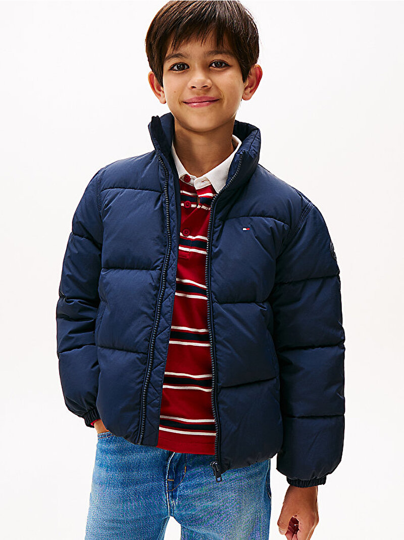 Çocuk Unisex Flag Puffer Mont Lacivert KS0KS00717C1G