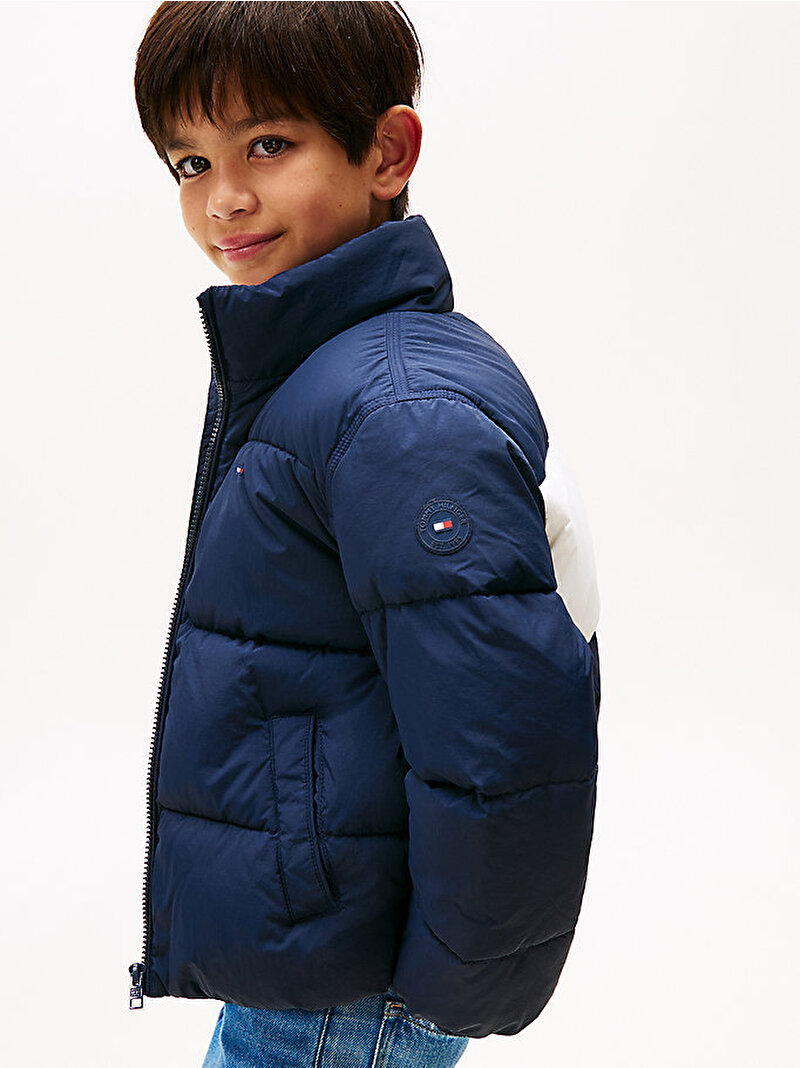 Çocuk Unisex Flag Puffer Mont Lacivert KS0KS00717C1G
