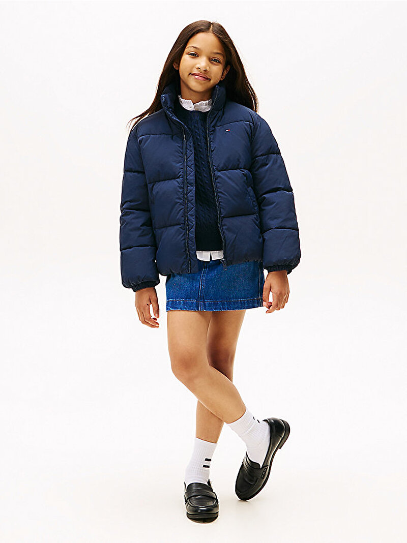 Çocuk Unisex Flag Puffer Mont Lacivert KS0KS00717C1G