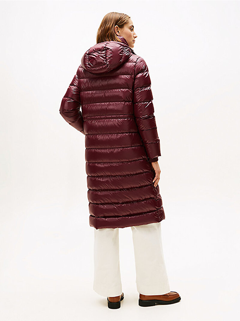 Kadın Gloss Down Waist Puffer Mont Kırmızı WW0WW47356XIH