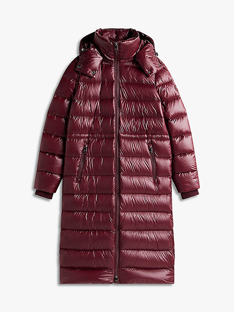 Kadın Gloss Down Waist Puffer Mont Kırmızı WW0WW47356XIH