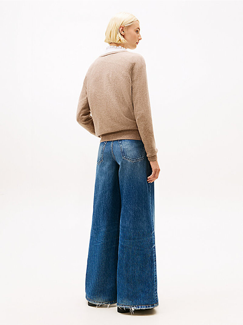 Kadın Wool Cash C-neck Kazak Bej  WW0WW47469ADL