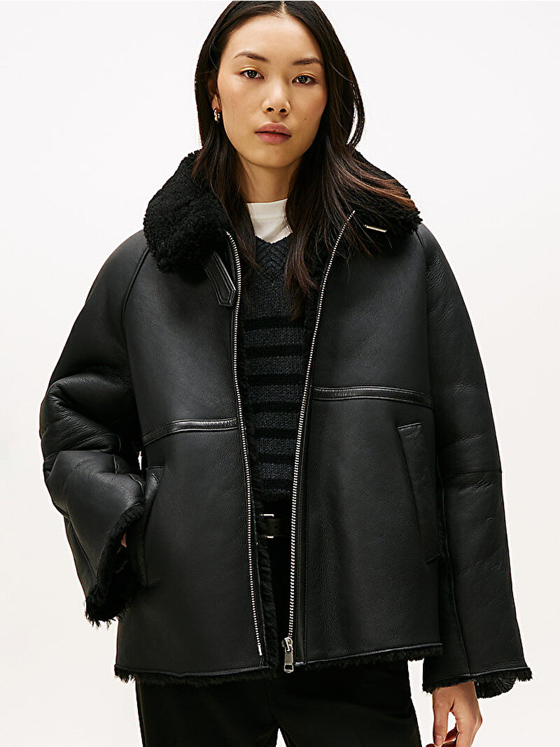 Kadın Shearling Mont Siyah WW0WW47483BDS