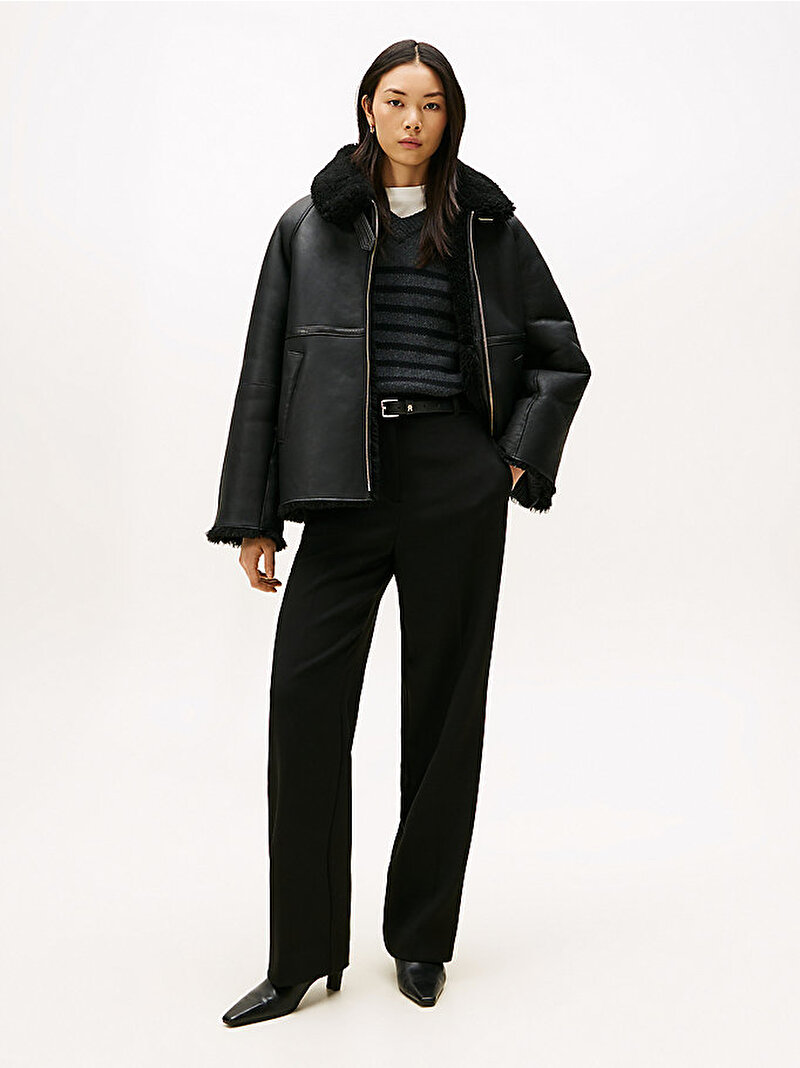 Kadın Shearling Mont Siyah WW0WW47483BDS