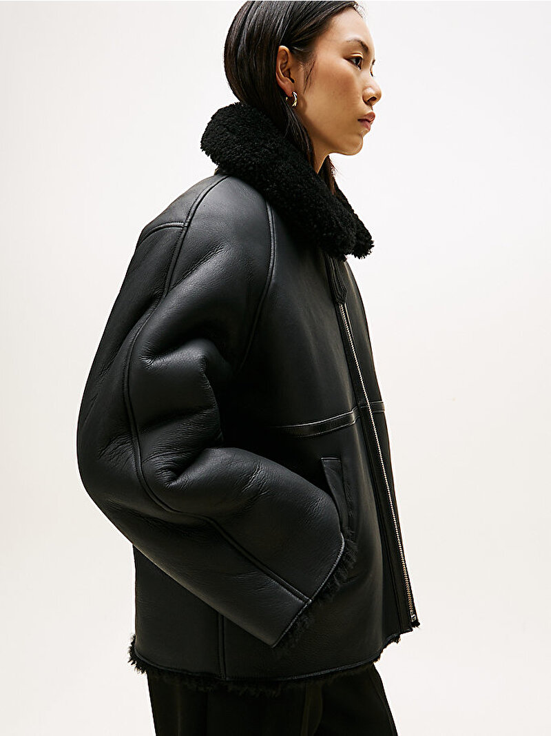 Kadın Shearling Mont Siyah WW0WW47483BDS