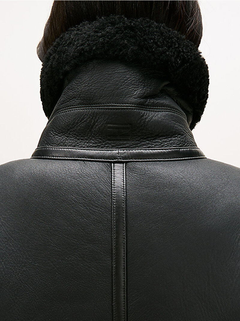Kadın Shearling Mont Siyah WW0WW47483BDS