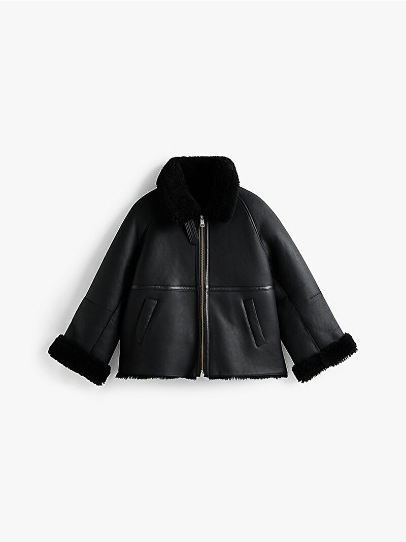 Kadın Shearling Mont Siyah WW0WW47483BDS