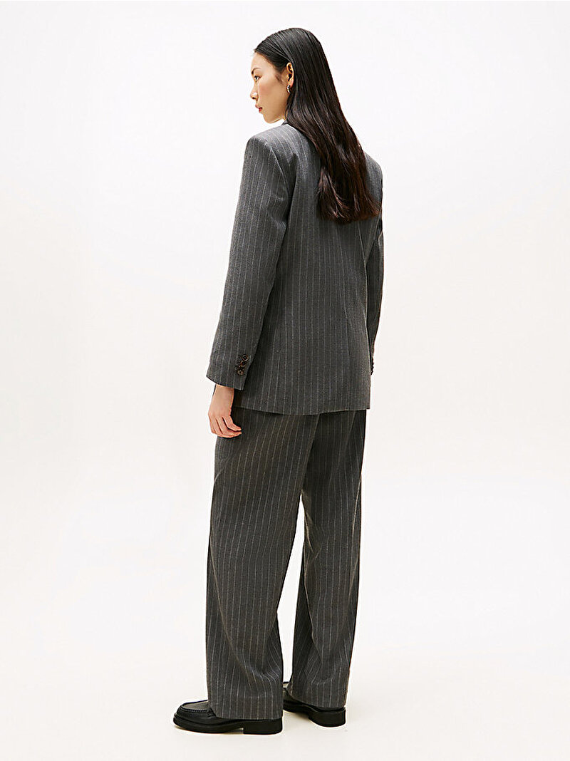 Kadın Pinstripe Relaxed Blazer Gri WW0WW482620CT