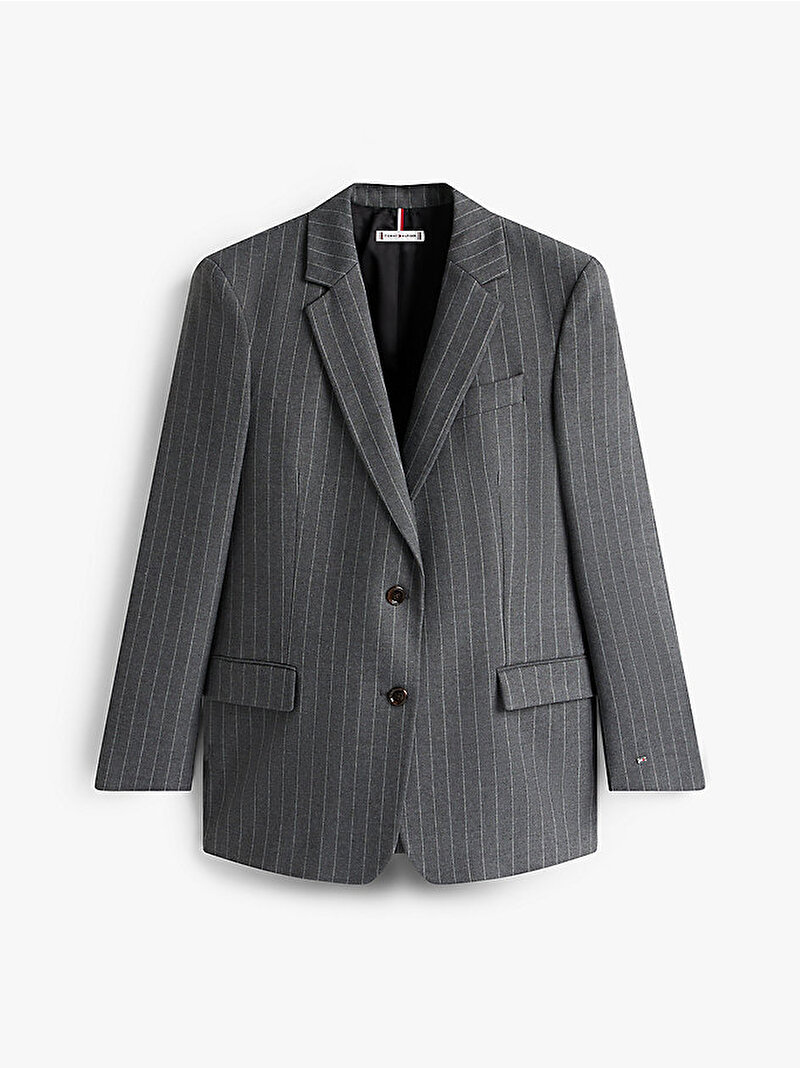 Kadın Pinstripe Relaxed Blazer Gri WW0WW482620CT