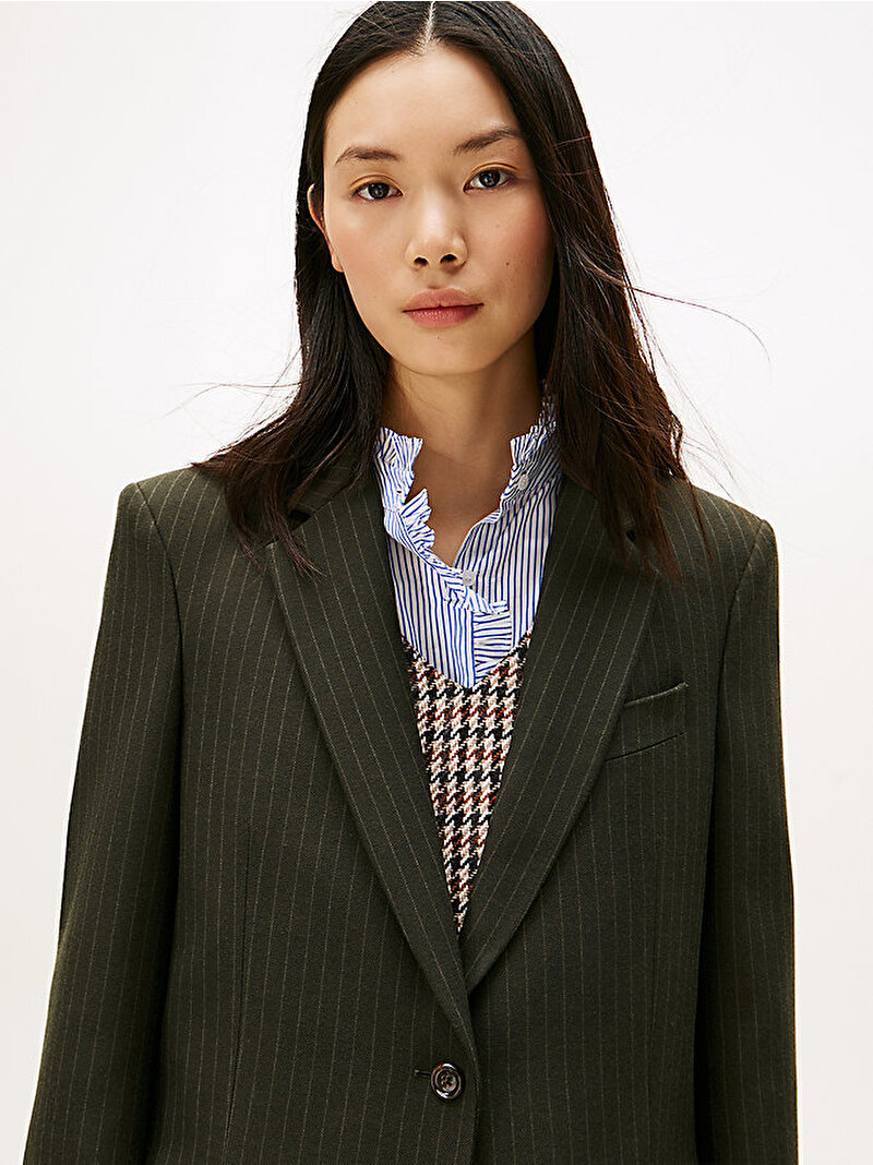 Kadın Pinstripe Relaxed Blazer Yeşil WW0WW482620CG