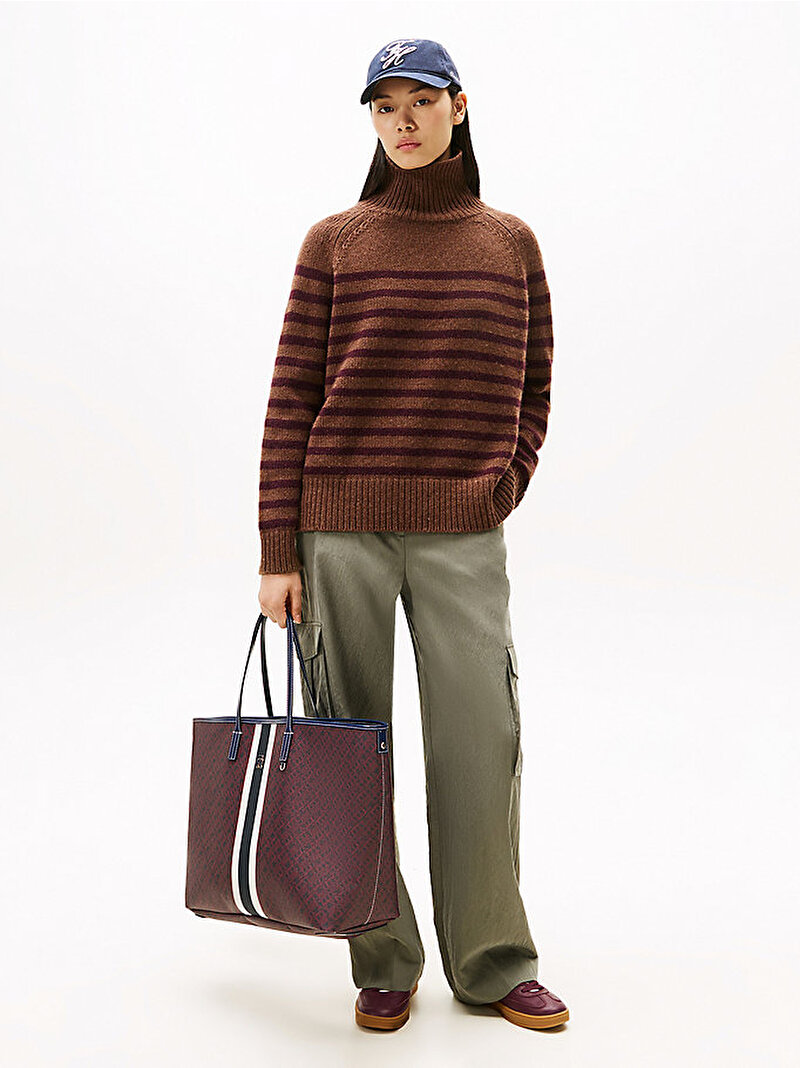 Kadın TH Monoplay Tote Çanta Lacivert AW0AW17697DW6