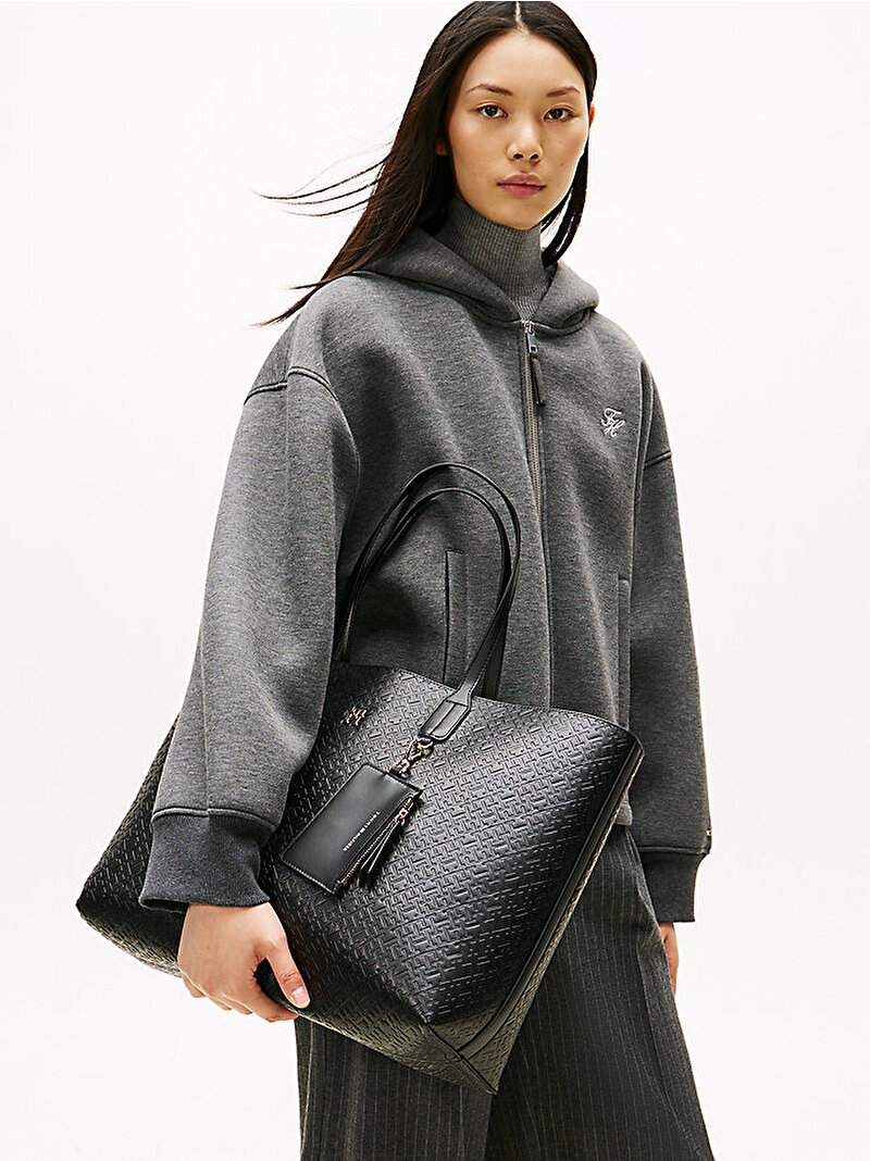 Kadın TH Icon Mono Tote Çanta Siyah AW0AW17687BDS