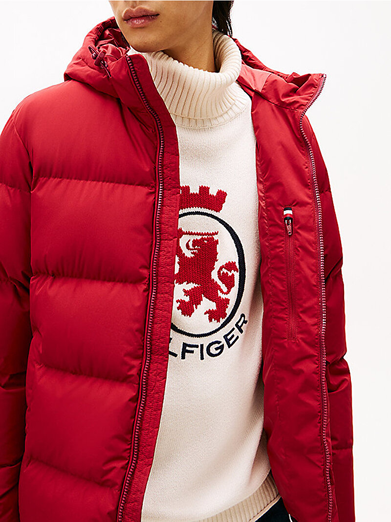Erkek Down Hooded Puffer Mont Kırmızı MW0MW40616XIT