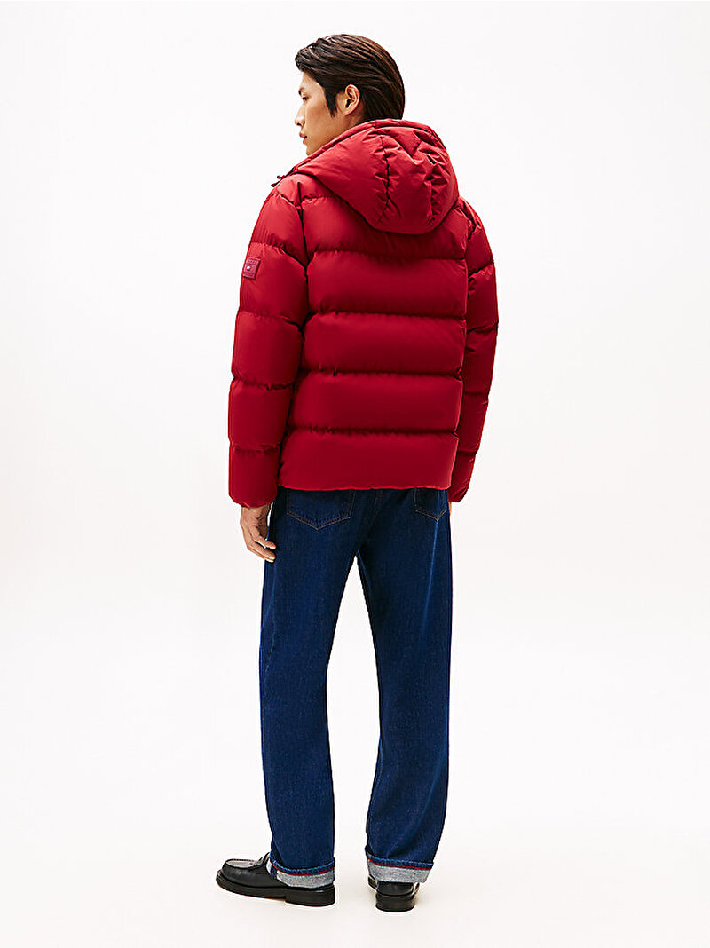 Erkek Down Hooded Puffer Mont Kırmızı MW0MW40616XIT