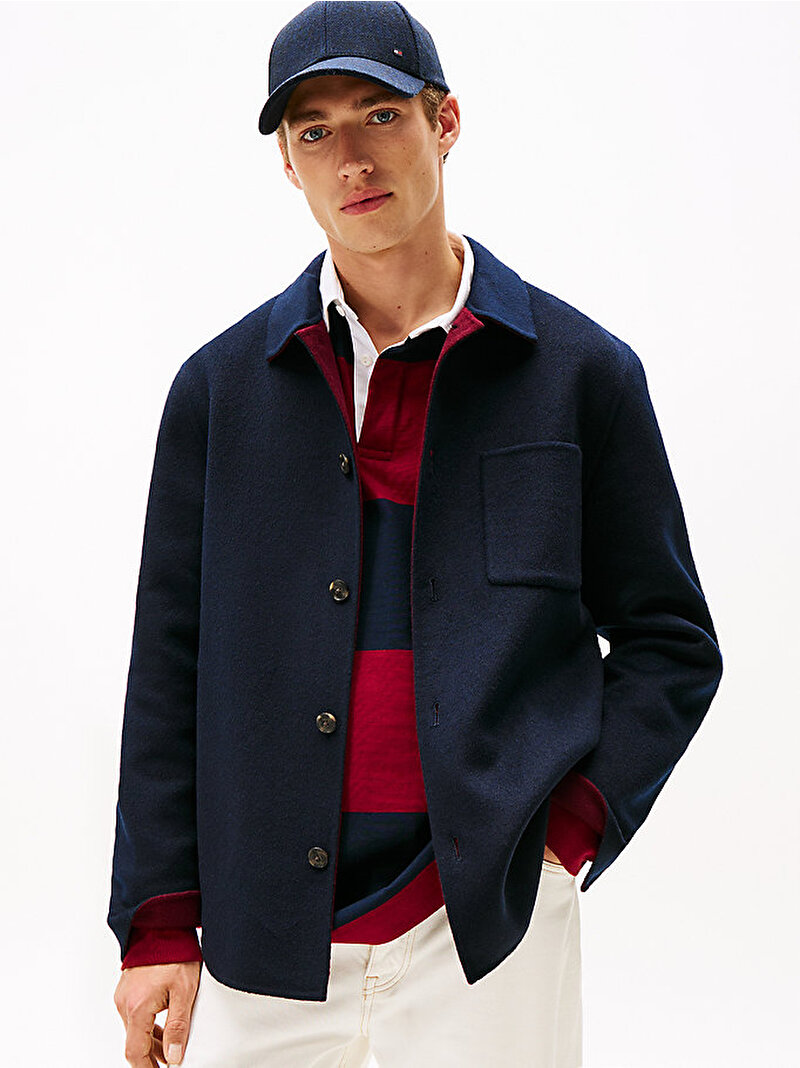 Erkek Splittable Wool Ceket Lacivert MW0MW40772DW5