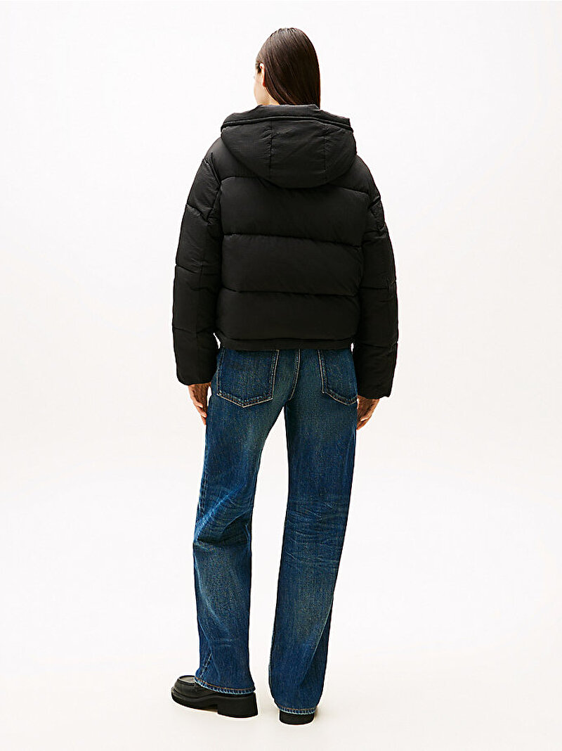 Kadın TJW Hooded Puffer Mont Siyah DW0DW21625BDS