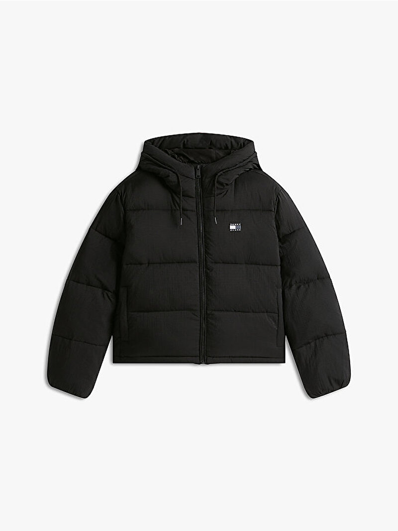Kadın TJW Hooded Puffer Mont Siyah DW0DW21625BDS