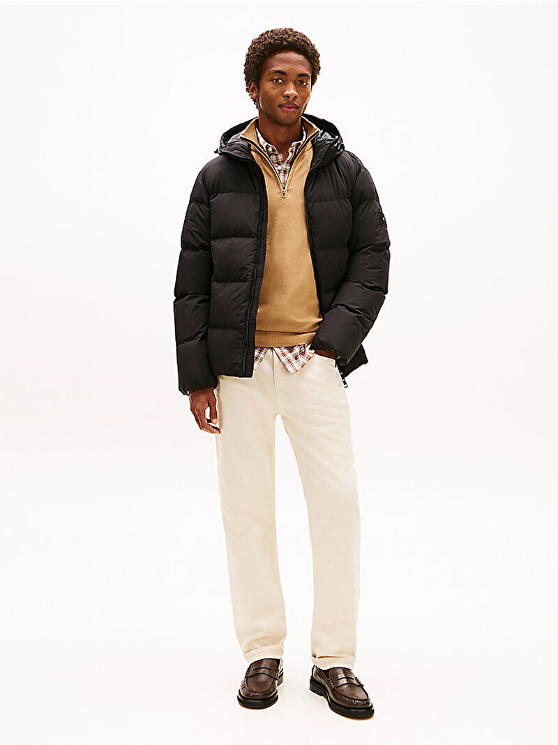 Erkek Down Hooded Puffer Mont Siyah MW0MW40616BDS