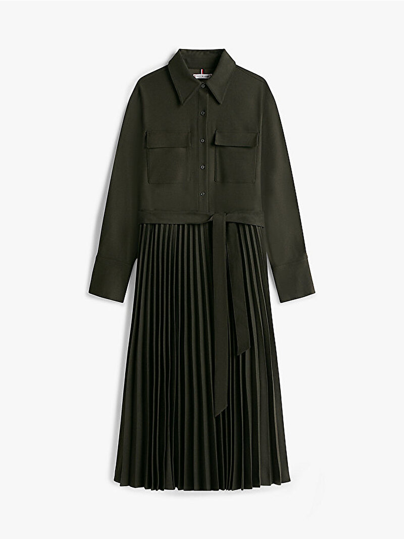 Kadın Flannel Touch Pleated Elbise Yeşil WW0WW46582PLI