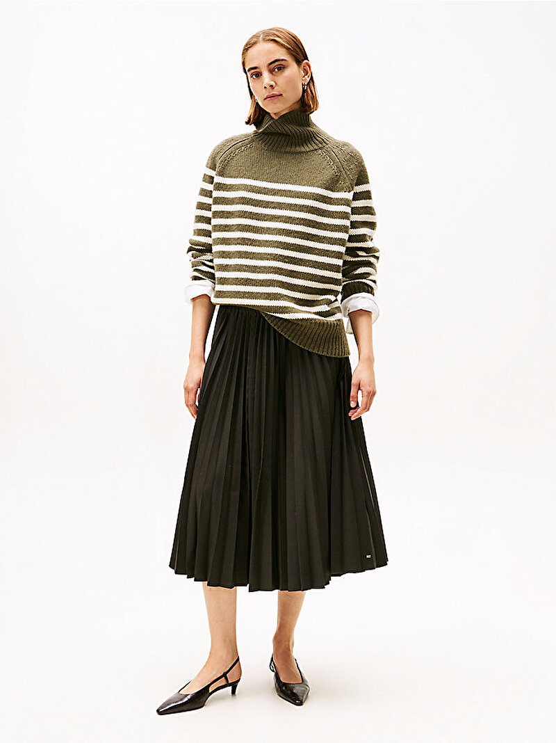 Kadın Flannel Touch Pleated Etek Yeşil WW0WW48258PLI