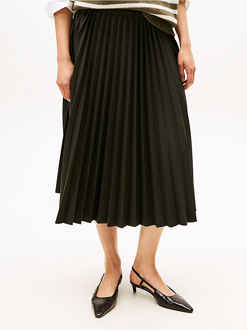 Kadın Flannel Touch Pleated Etek Yeşil WW0WW48258PLI