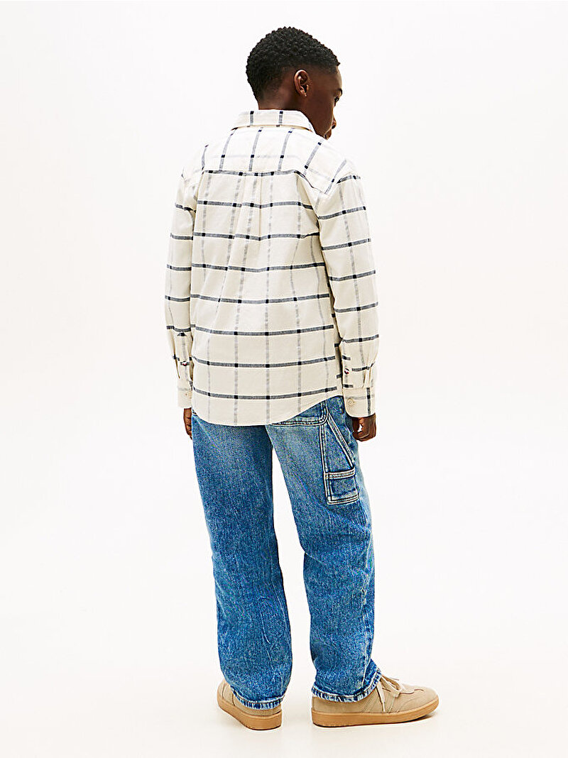 Erkek Çocuk Window Pane Check Gömlek Beyaz  KB0KB100960K4