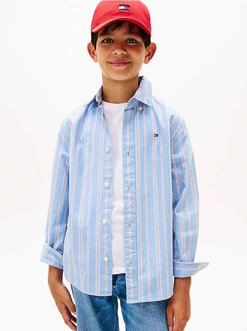 Erkek Çocuk Stripe Nep Fabric Gömlek Mavi  KB0KB09927C14