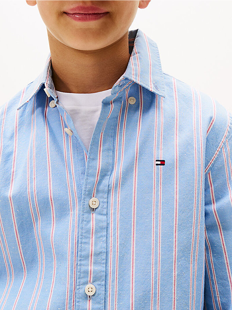 Erkek Çocuk Stripe Nep Fabric Gömlek Mavi  KB0KB09927C14