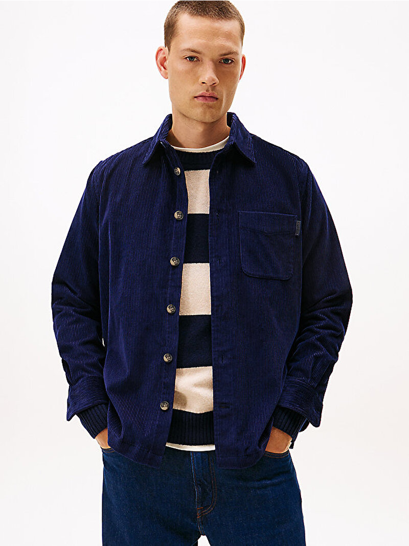 Erkek Corduroy Relax Overshirt Gömlek Lacivert MW0MW40489BCL
