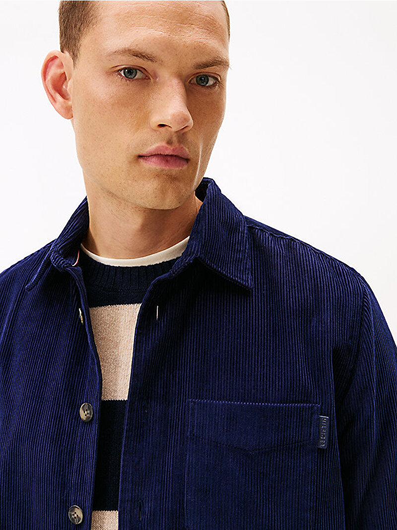 Erkek Corduroy Relax Overshirt Gömlek Lacivert MW0MW40489BCL