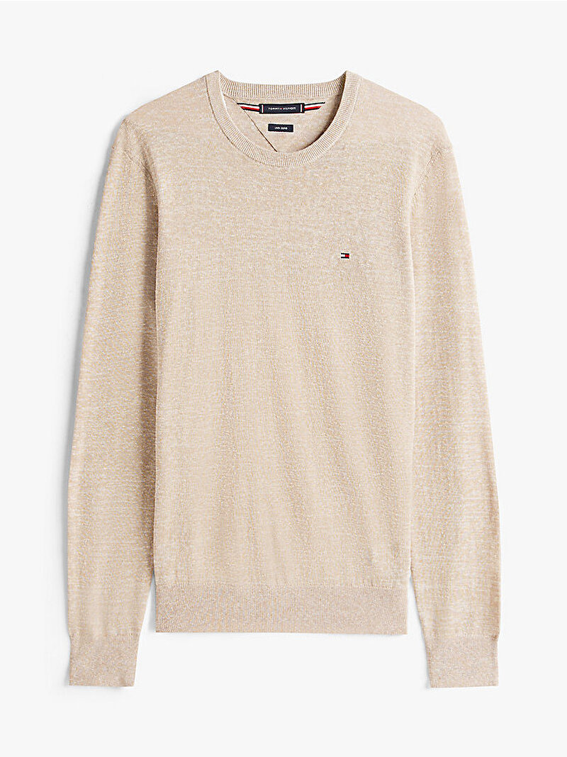 Erkek Cotton Linen Crew Kazak Bej  MW0MW38603AFE