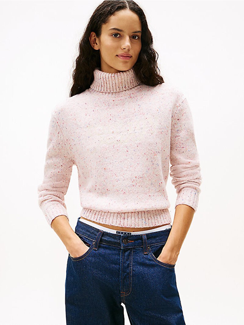 Kadın TJW Nep Turtleneck Kazak Beyaz  DW0DW21687YBH