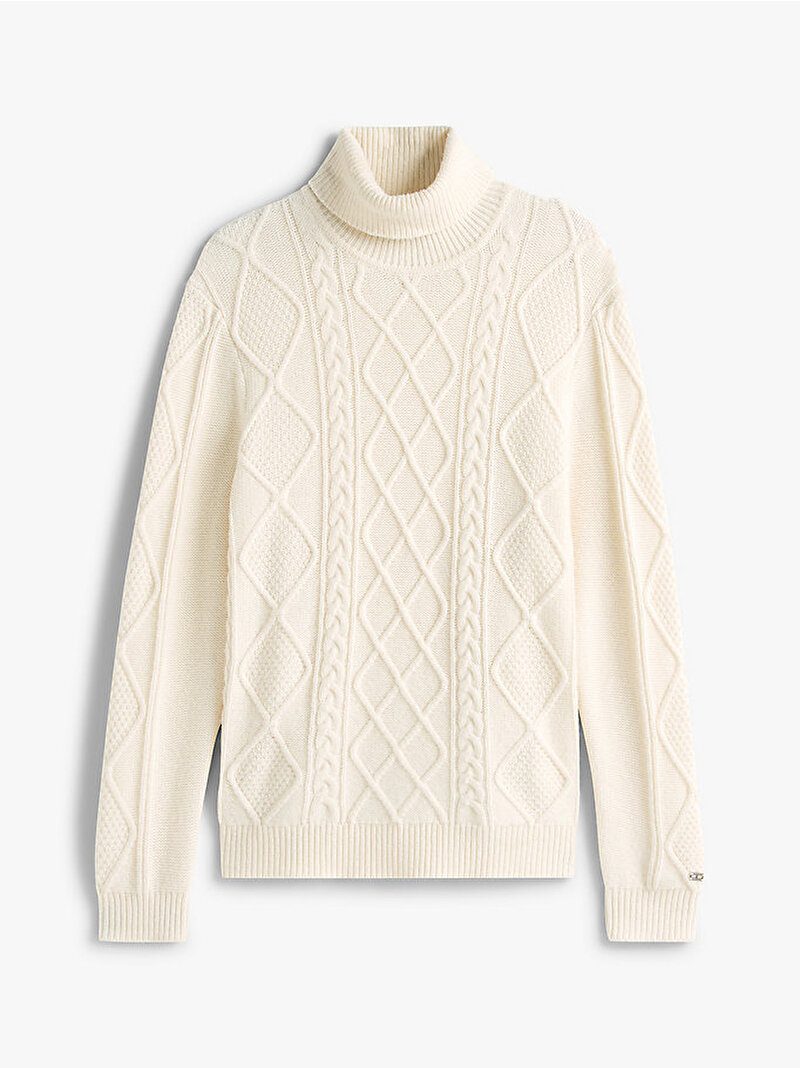 Erkek Cable Roll Kazak Beyaz  MW0MW40914Z00