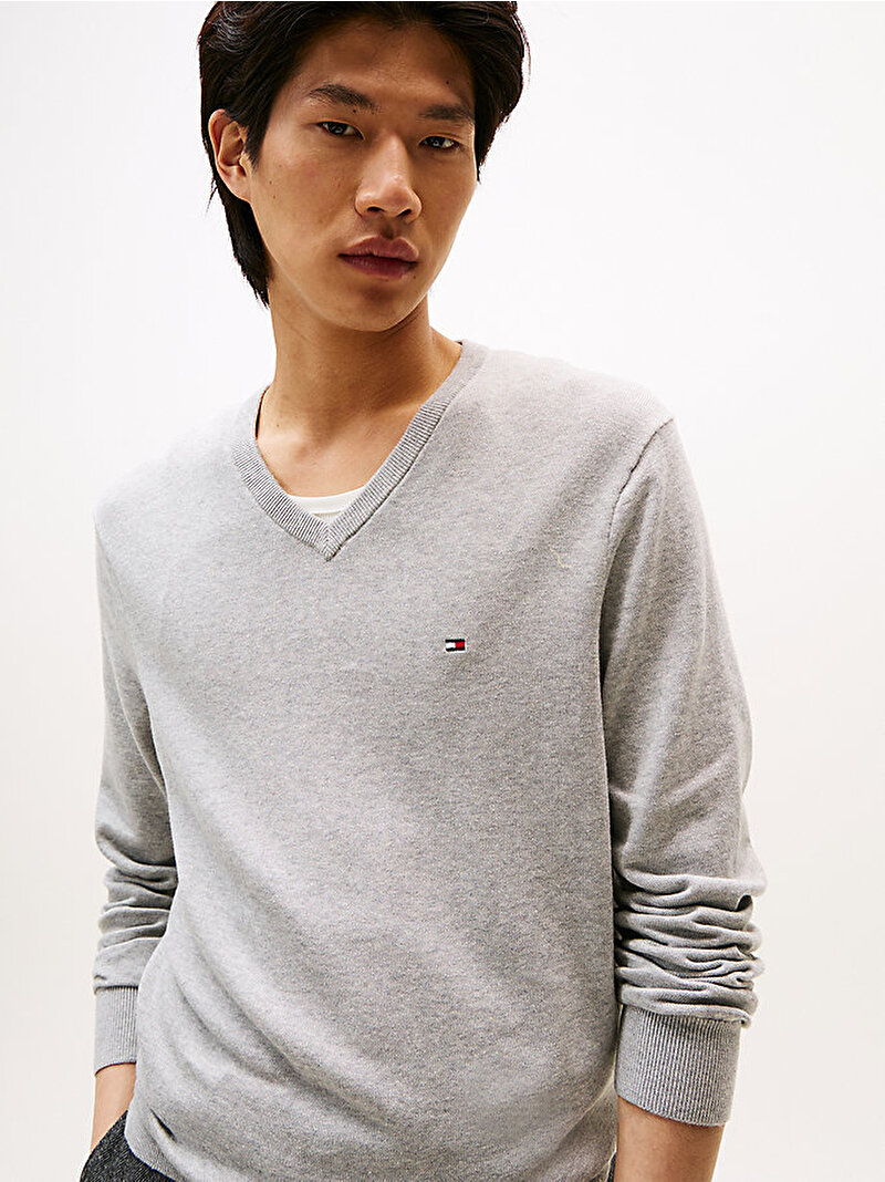 Erkek Essential Cotton Kazak Gri MW0MW14745P01