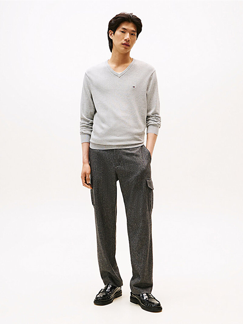 Erkek Essential Cotton Kazak Gri MW0MW14745P01