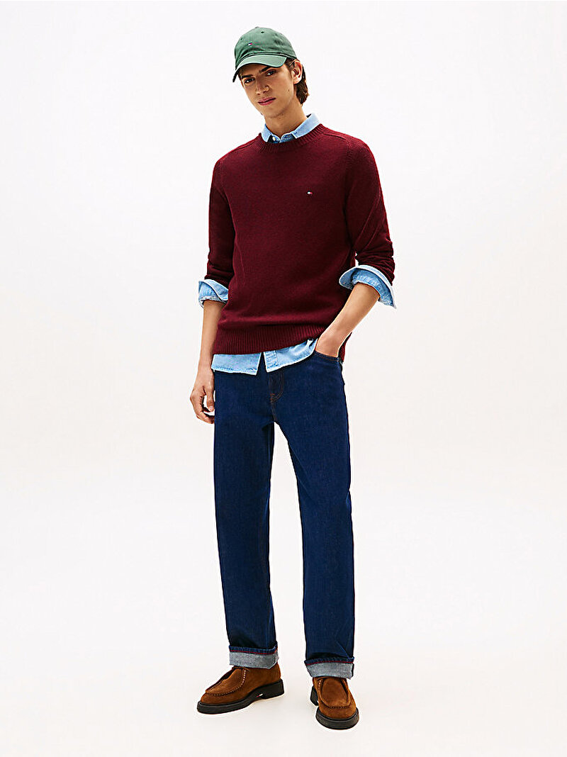 Erkek Lambswool Crew Neck Kazak Kırmızı MW0MW36535XT2