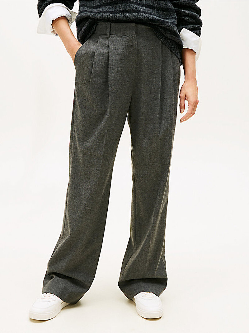 Kadın Flannel Relaxed Straight Pantolon Gri WW0WW48358P03