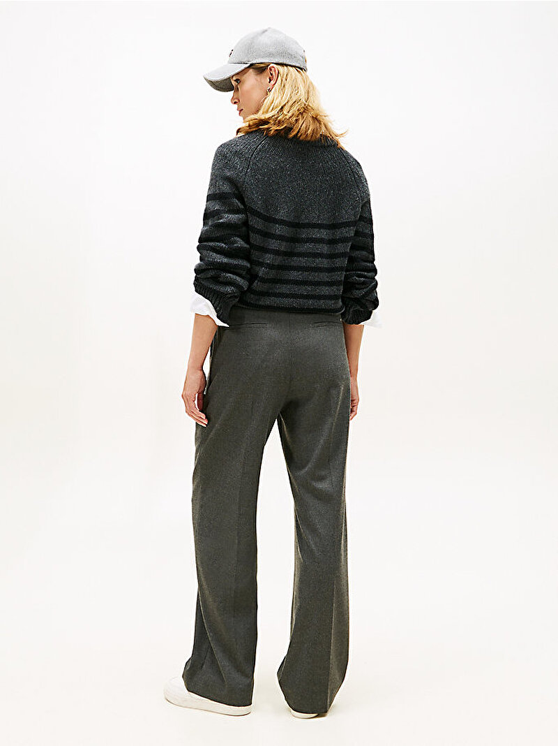 Kadın Flannel Relaxed Straight Pantolon Gri WW0WW48358P03