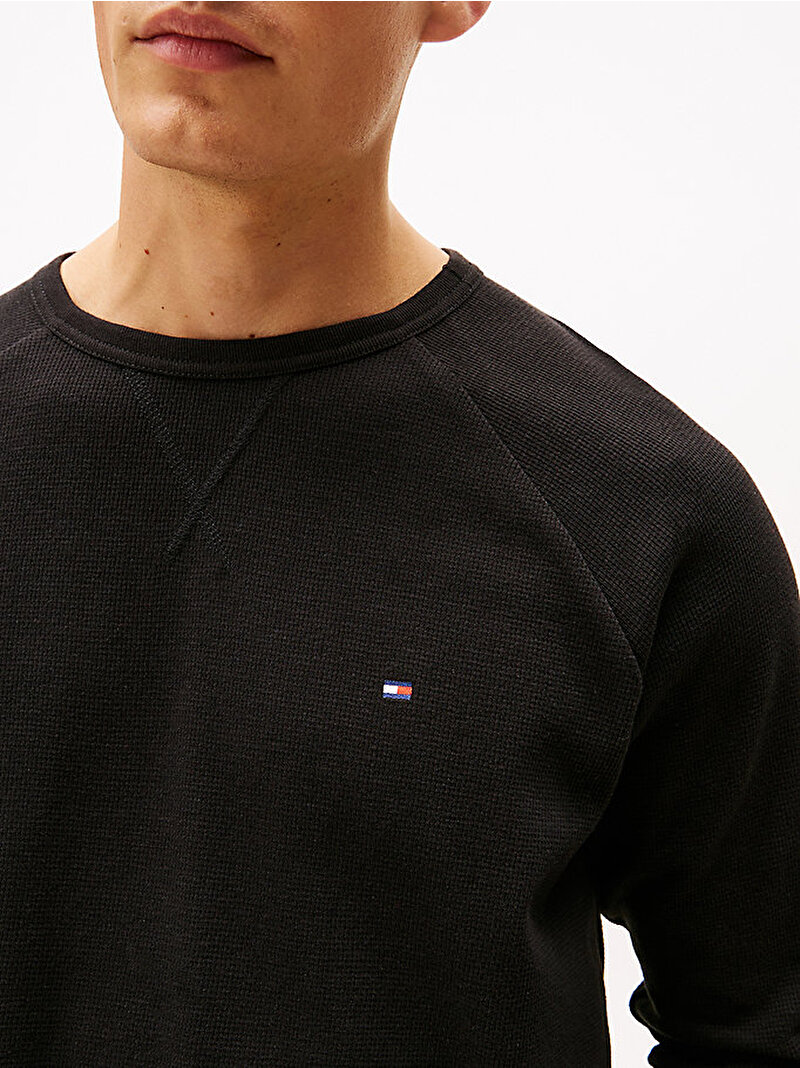 Erkek Waffle Uzun Kollu T-shirt Siyah UM0UM03816BDS