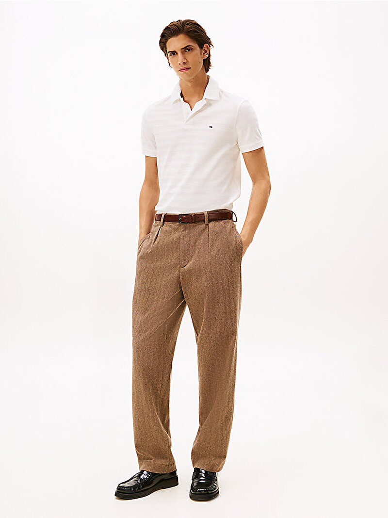 Erkek Herringbone Regular Polo T-shirt Ekru MW0MW40293YBL